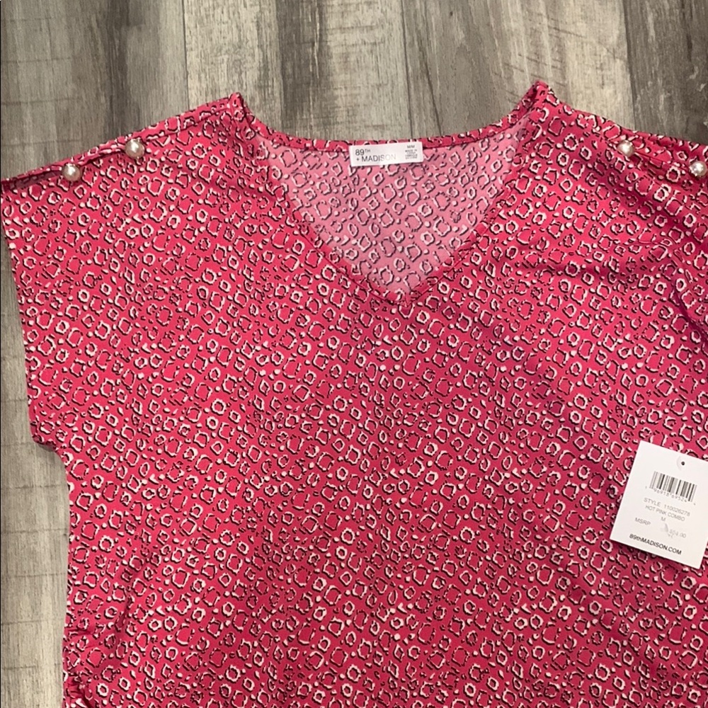 89th & Madison NWT Multiple Sizes Pink Patterned Women's Top - Picture 6 of 13